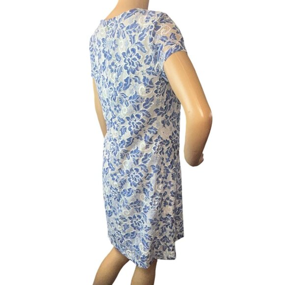 tommy hilfiger Womens Short Sleeve Floral Swing Lace Dress Size 4 Nautical Coast - Picture 3 of 8